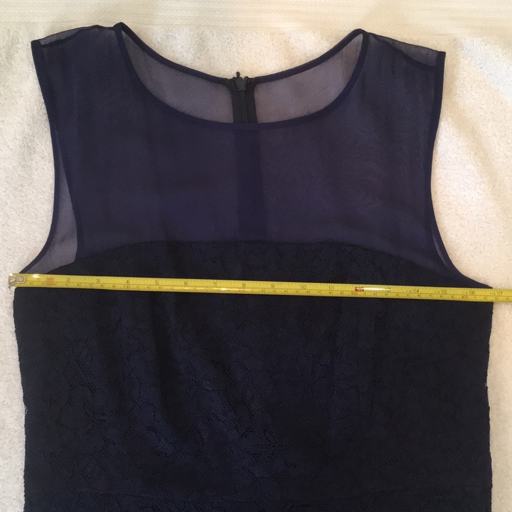 DVF navy blue lace Nisha dress with sheer navy top. - Picture 15 of 16